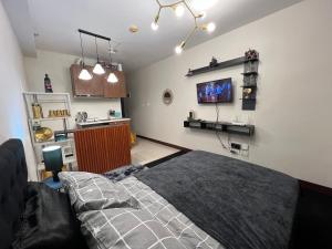 a bedroom with a bed and a tv on the wall at Bellvoir Luxe 1 in Suba
