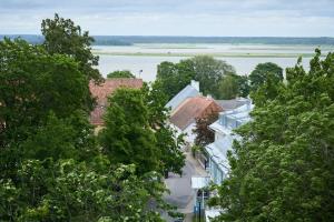 an aerial view of a town with houses and trees at Aia kodu in Haapsalu