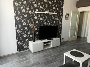 Una sala de estar con un televisor de pantalla plana en una pared. en Dave Apartman, en Szeged 7 fotos más