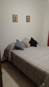 a bed with pillows on it in a room at Altos Mendoza Av España in Mendoza