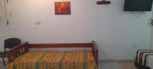 een slaapkamer met een bed en een schilderij aan de muur bij Amador Lucero apart II in San Miguel de Tucumán +4 foto's