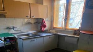 a small kitchen with a sink and a window at La Tua Pausa Torinese in Turin