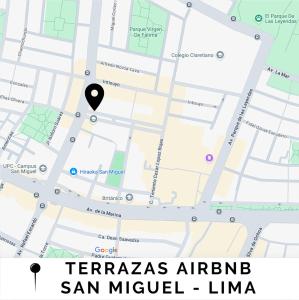 a map of san miguel liminia with a marker at Departamento amplio y céntrico-Terrazas in San Antonio