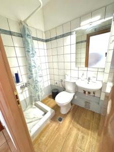 een badkamer met toilet en wastafel bij Larisa City Ap 5 with parking in Larisa