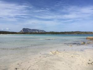 a view of a beach with a mountain in the background at Casa Olbia 2 in Olbia