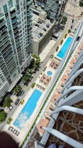 36th Floor Brickell Suite with City Skyline and Bay Views内部或周边的泳池