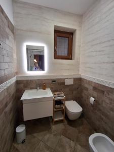 un bagno con lavandino e WC di E R Suite a Cremona