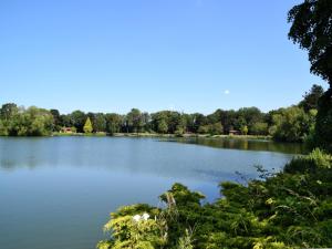 a view of a lake with trees in the background at Holly Lodge 12 Hot Tub in York +3 photos