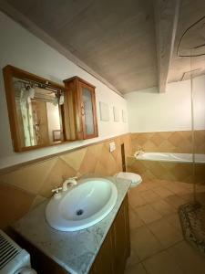 利波瓦拉尼Rodinný apartmán Villa Magnólie - Lipová lázně的浴室里有洗手池和镜子