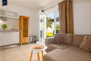 Χώρος καθιστικού στο Ferienwohnung Krebssee Idyll 1