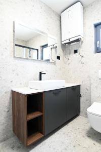 a bathroom with a sink and a mirror at Villa Matea pool house in Zadar