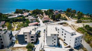 an aerial view of a city next to the ocean at Aren Suite in Vlorë