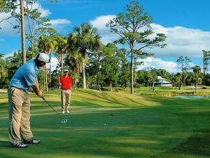 a man is playing golf on a golf course at 42 Davis Love Dr in Fripp Island