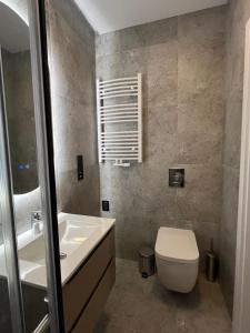 ウッチにあるApartament No 19のトイレと洗面台付きのバスルーム