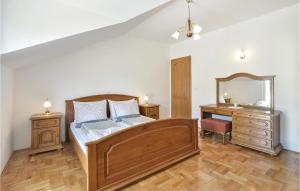 a bedroom with a bed and a dresser and a mirror at Gorgeous Home In Sinj in Sinj