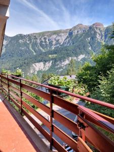 a balcony with a view of a mountain at Philia Dolomiti, Folgarida in Folgarida