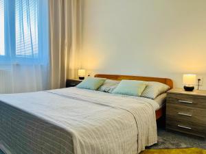 Ένα ή περισσότερα κρεβάτια σε δωμάτιο στο Sunny Heartbeat Getaway to Trnava