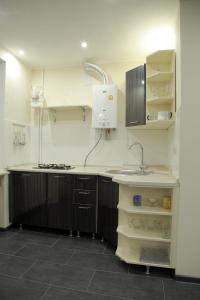 Η κουζίνα ή μικρή κουζίνα στο Studio at Tsentralnyi Prospekt