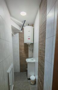 ノヴィサドにあるNS Kutakのトイレと洗面台のある小さなバスルーム