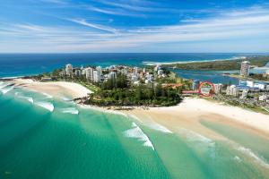 an aerial view of a beach and a city at Beach Lodge Unit 5 in Gold Coast +6 photos