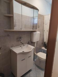 ein Badezimmer mit Waschbecken und Toilette in der Unterkunft Apartments with parking space Orebic, Peljesac - 24769 in Orebić