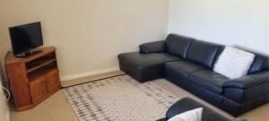 a living room with a couch and a tv at River Cottage at Mannum in Mannum