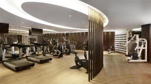 a gym with treadmills and exercise equipment in a room at Hyatt Regency Istanbul Atakoy in Istanbul