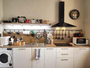 a kitchen with a sink and a stove top oven at Terrazza San Martino San Gimignano Apartments in San Gimignano