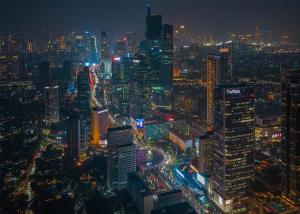 Uma visão geral de Jakarta ou uma vista da cidade tirada do hotel