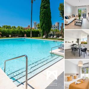 kolaż zdjęć basenu w obiekcie VACATION MARBELLA I Via Celere, Huge Terrace, Brand New Complex, Close to the Beach, Marbella Center w Marbelli