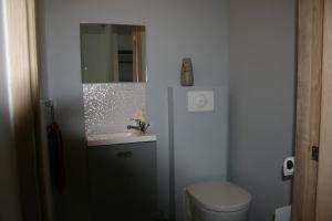 ラ・ロシェルにあるMaison Style Loftの洗面台とトイレ付きの小さなバスルーム
