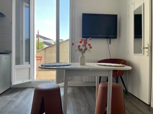 TV a/nebo společenská místnost v ubytování la Terrasse du bonheur