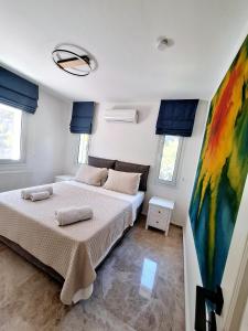 Ένα ή περισσότερα κρεβάτια σε δωμάτιο στο İBAK Apartments +290 φωτογραφίες