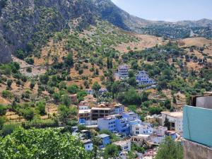 una vista aérea de un pueblo en una montaña en Casa Autiui, en Chefchaouen