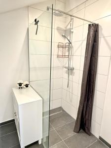 Koupelna v ubytování Modern Flat Karlsruhe - Waschmaschine, Fußbodenheizung, Regendusche + 6 fotografií