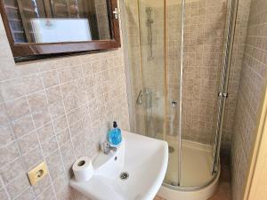 a bathroom with a shower and a white sink at D&D Rooms 2 in Pula