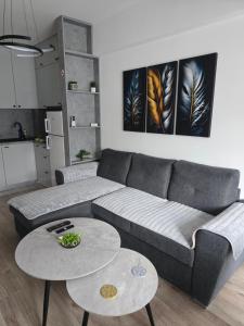 a living room with a couch and two tables at Apartman Dioniz Fojnica in Fojnica