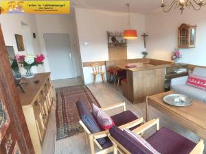 an aerial view of a kitchen and a living room at Apartment in Bad Mitterndorf - Steiermark 36996 in Bad Mitterndorf