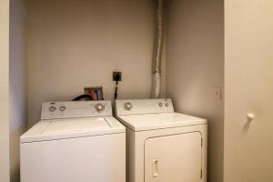 une buanderie avec une laveuse et une sécheuse dans l'établissement Downtown Lynchburg, Vault Loft, 1,500 sq. ft., Va, à Lynchburg