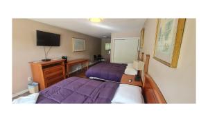 Televiisor ja/või meelelahutuskeskus majutusasutuses Werry's Cottages Motel & Pub by OYO East Stroudsburg Poconos