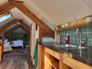 a kitchen with a sink and a counter top at Hofstede Reigersberg in Rilland-Bath