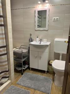 a bathroom with a sink and a toilet at Relax home in Vonyarcvashegy