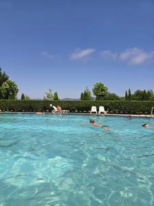 a group of people swimming in a swimming pool at Orchid Fort Garden in Sunny Beach