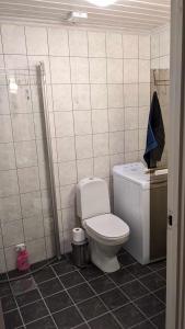 a bathroom with a white toilet in a room at Romslig leilighet sommer og vinter in Tyinkrysset +36 photos