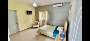 a small bedroom with a bed and a window at Villa Gaston in Las Terrenas +10 photos