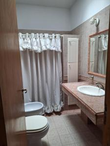 a bathroom with a toilet and a sink at Casa centrica en San rafael mendoza in San Rafael
