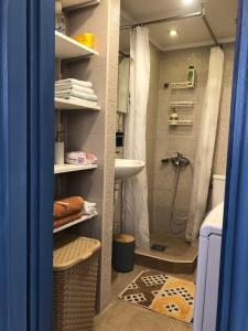 a bathroom with a shower and a sink at Lucky Space 1 Nice&Cosy Studio in Budva +46 photos