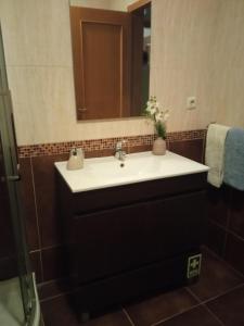 un bagno con lavandino e specchio di Apartamento Xelb a Silves Altre 15 foto