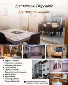 un collage de photos d'une chambre avec une table et des chaises dans l'établissement Luxury Apartment, à San Pedro de Macorís