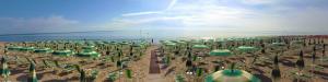 a bunch of umbrellas on a beach with the ocean at Hotel Mare Blu -- boutique in Pineto